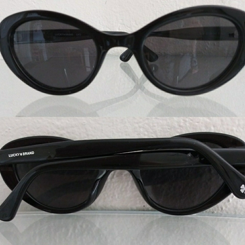 NWT LUCKY BRAND CAT EYE BLACK SUNGLASSES - Picture 1 of 5